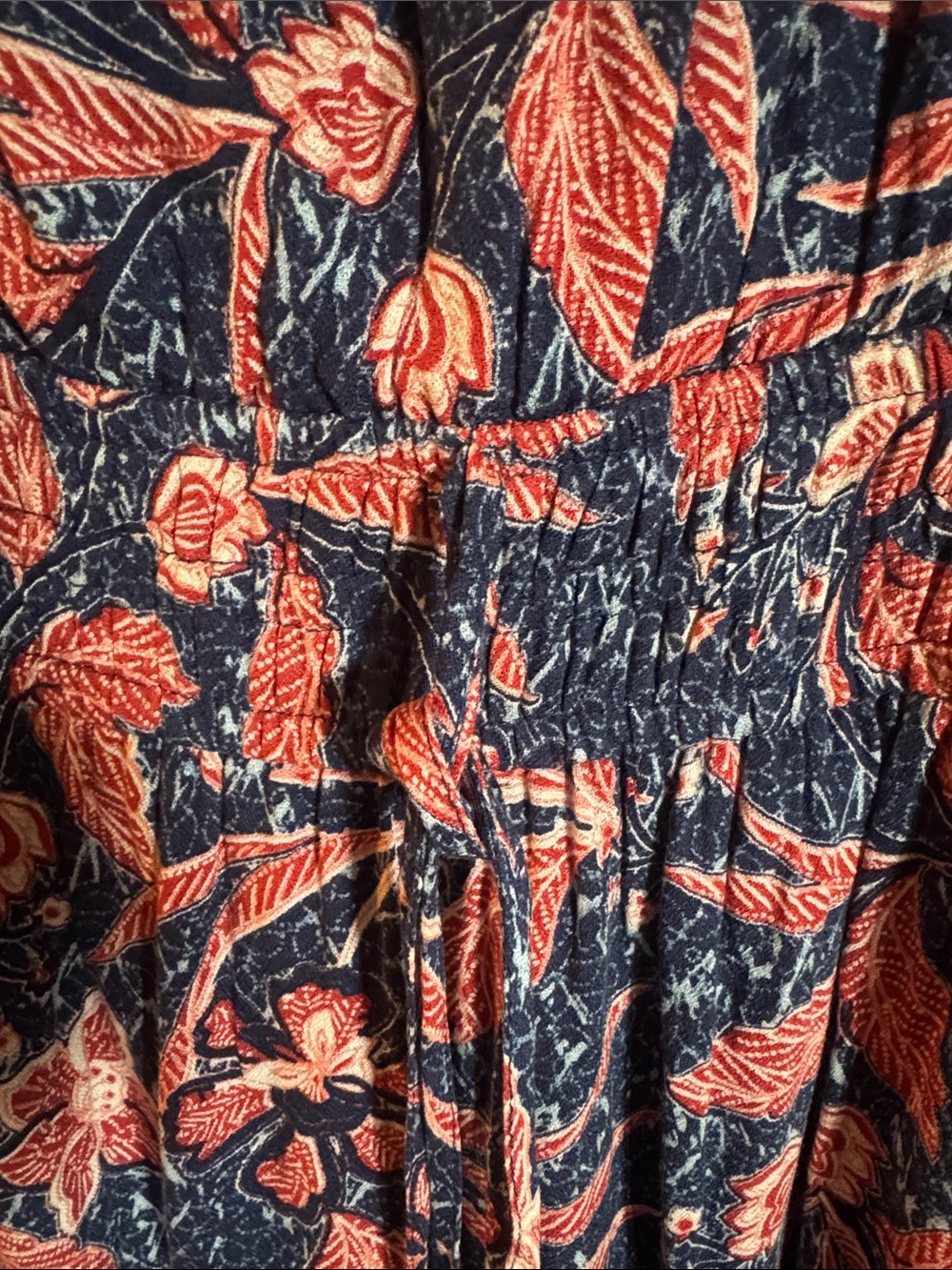 Maurices Navy and Coral Floral V-Neck Midi Dress - Picture 3 of 5